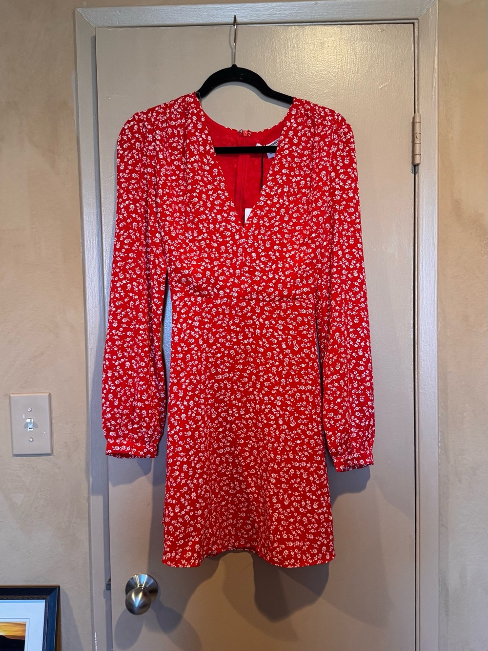 Glamorous Red Floral Long Sleeve Mini Dress